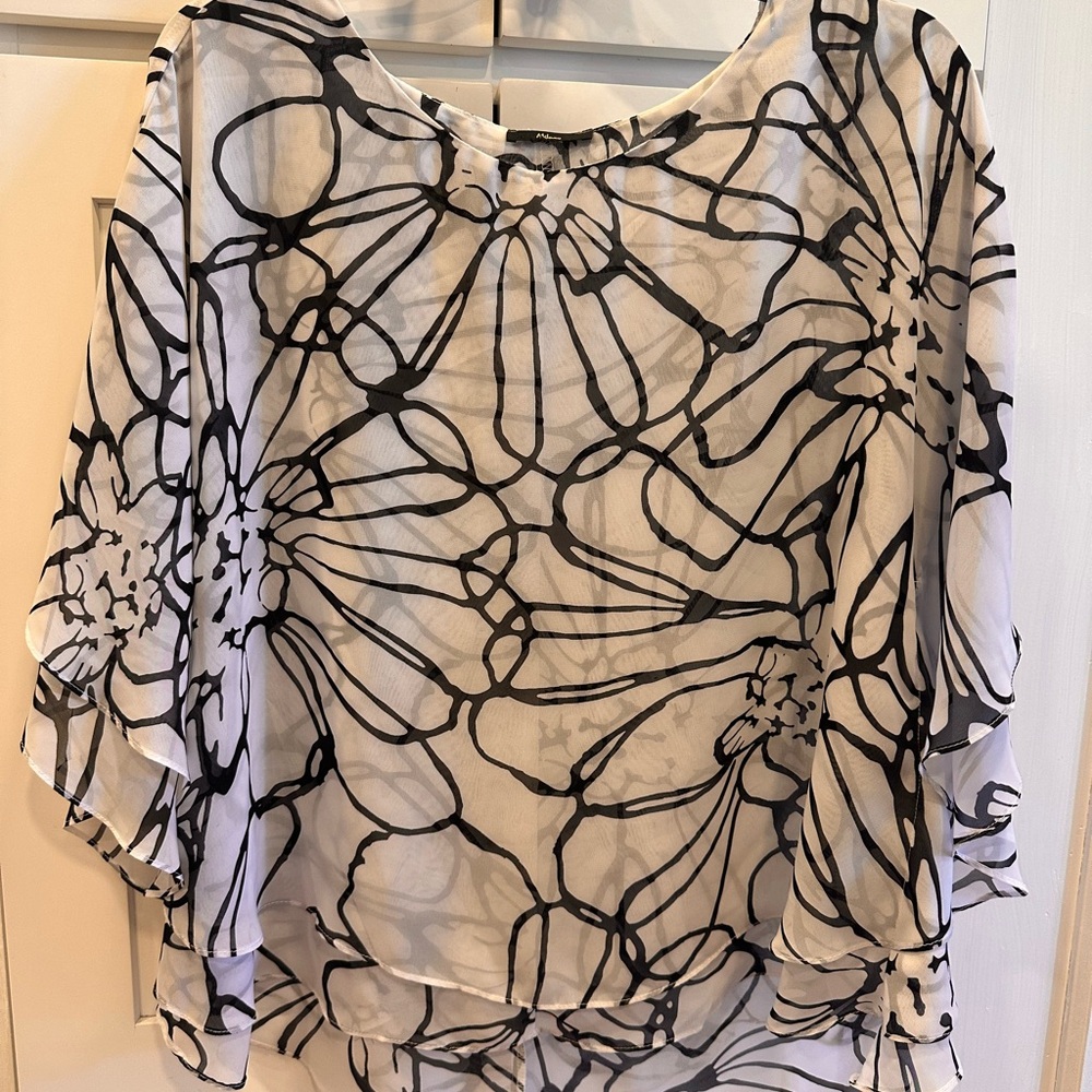 Milano Black and White Floral Blouse